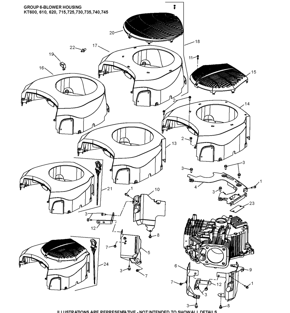 Kt730-3063 Blower Housing Diagram and Parts List for KT730-3063  Cub Cadet Lawn Tractor